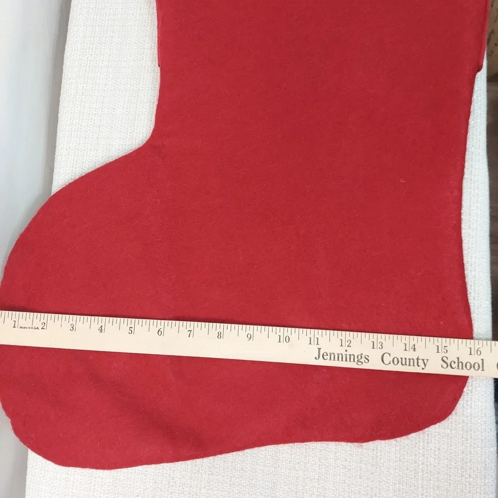 Christmas Advent Calendar Stocking‎ Reindeer Cardinal Plaid Felt Red Green